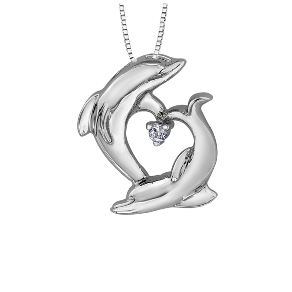Pendentif Dauphin Argent Sterling Vintage 1970 - Breloque Unisexe, Neuf Vieux Stock