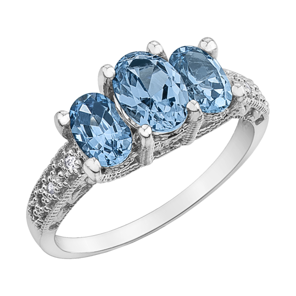 BAGUE EN OR 10K AVEC AIGUE-MARINE Bijouteries Lavigueur