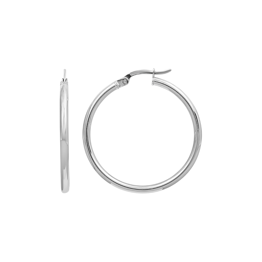 10K WHITE GOLD EARRINGS- 25MM
