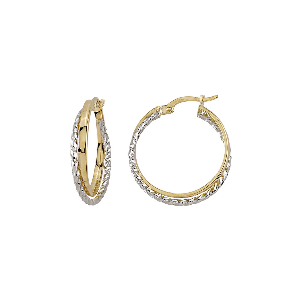 10K YELLOW GOLD AND RHODIUM EARRING