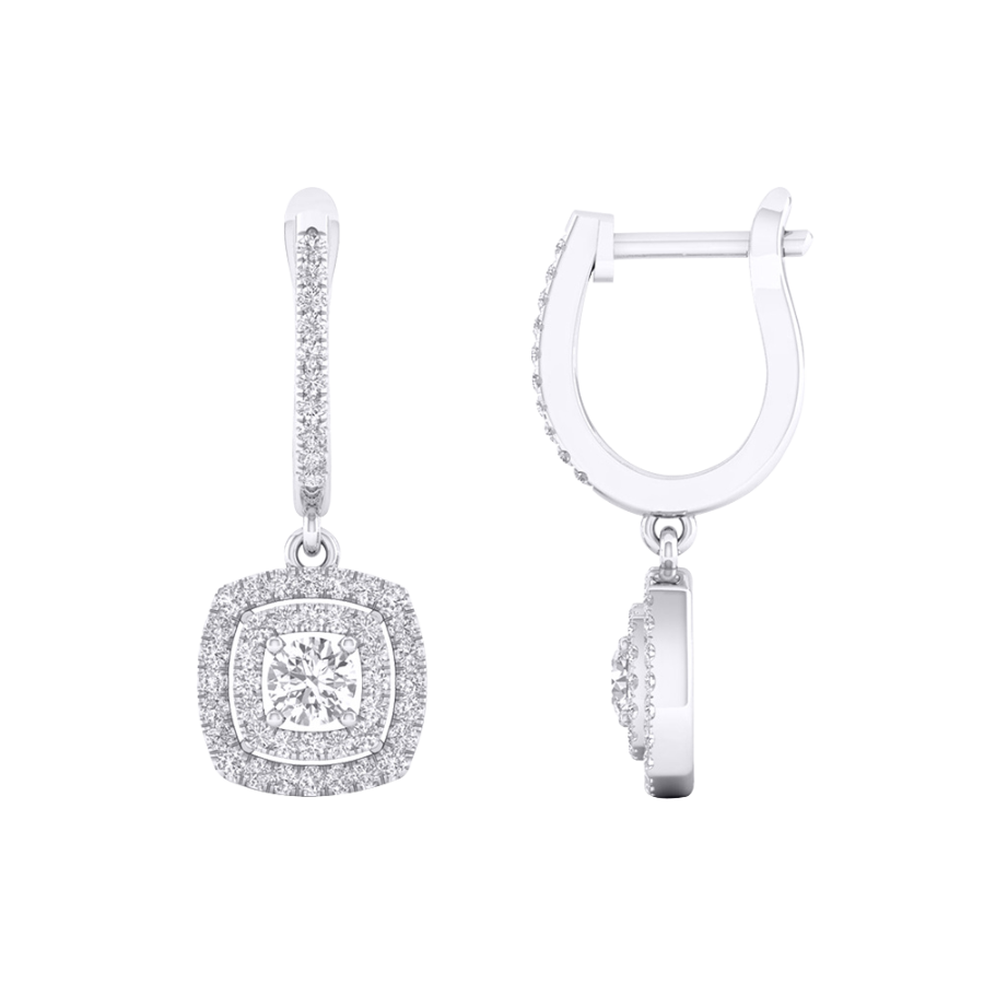 BOUCLES D'OREILLES EN OR BLANC 10K