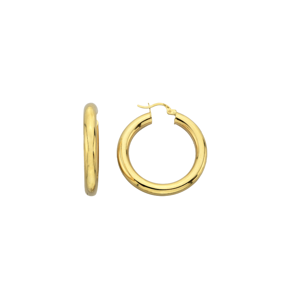 14K YELLOW GOLD HOOPS - 25X5MM