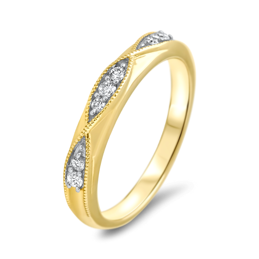 10K GOLD BAND WITH DIAMONDS