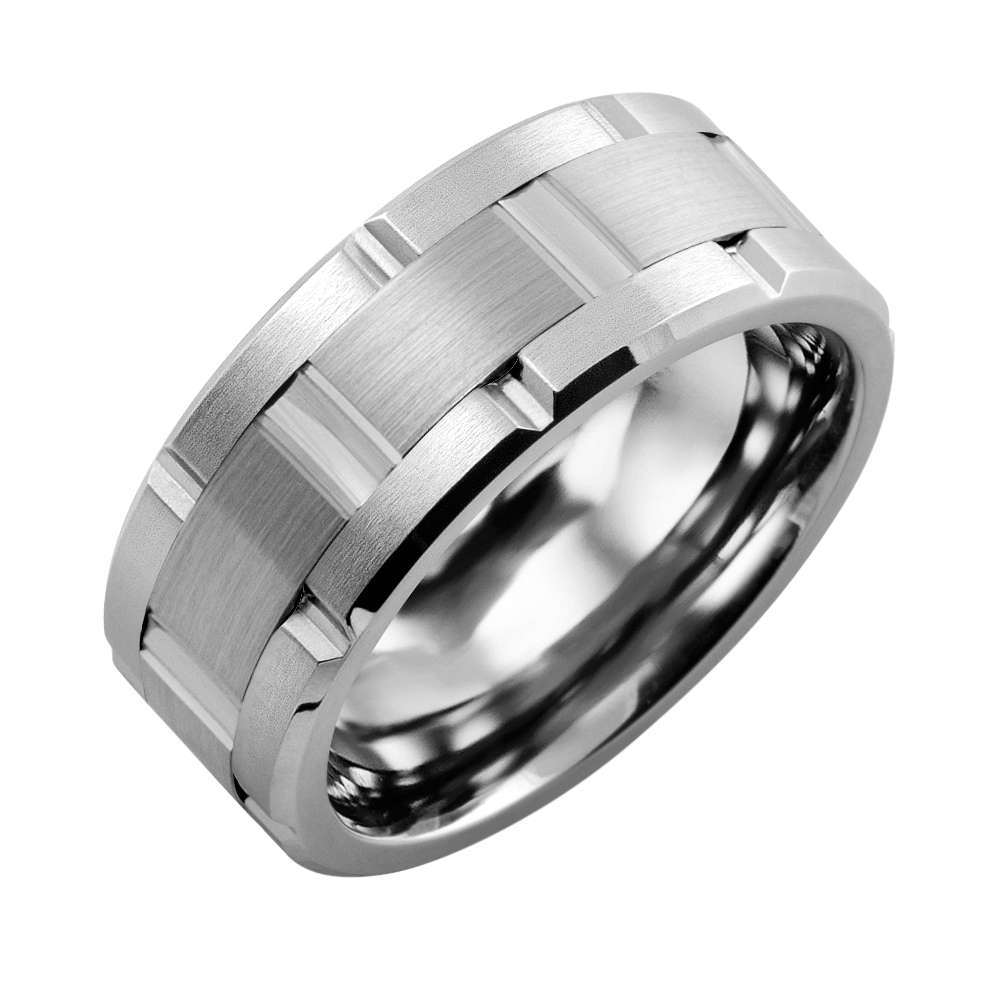 TUNGSTEN 10K WHITE GOLD RING 9MM