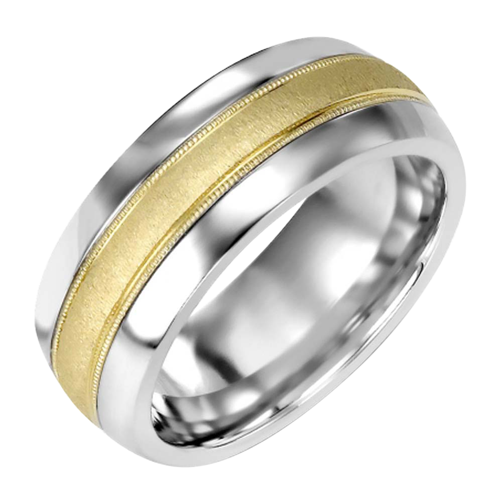 『TEN ＄RING GOLD×SILVER』 TUNGSTEN 2 TONE 10K GOLD RING 9MM | Bijouteries Lavigueur