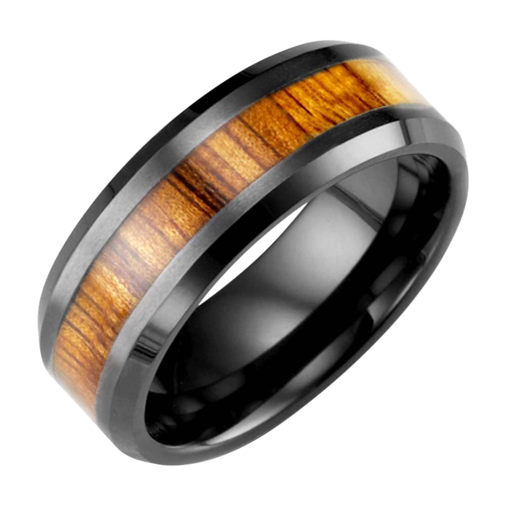 CERAMIC KOA WOOD RING MEN 9MM