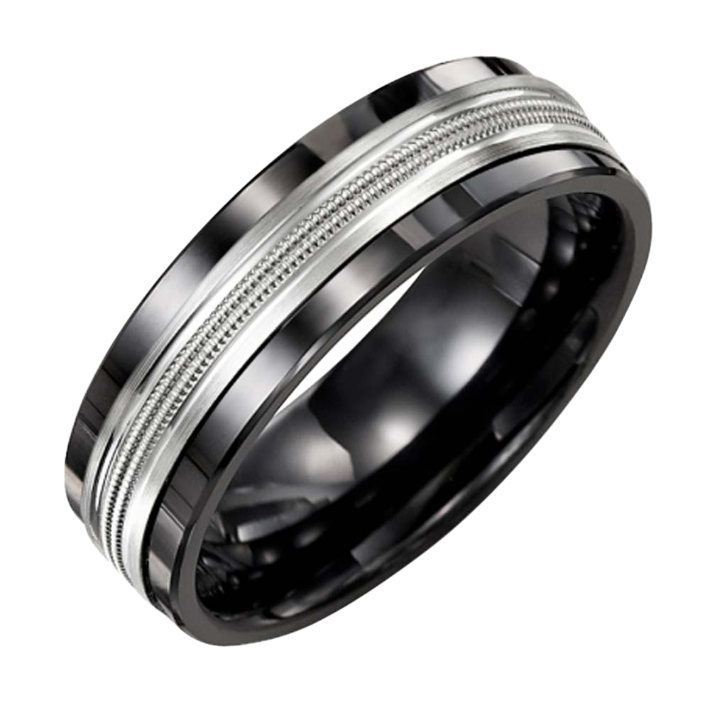 CERAMIC 10K GOLD RING FOR MEN 7MM
