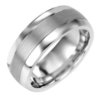 TUNGSTEN AND 10K WHITE GOLD RING 8M
