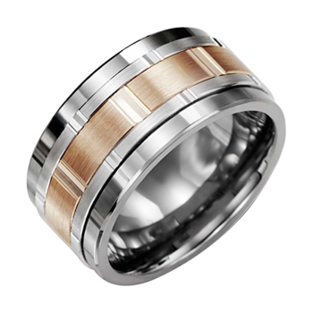 TUNGSTEN AND 10K PINK GOLD RING 11M